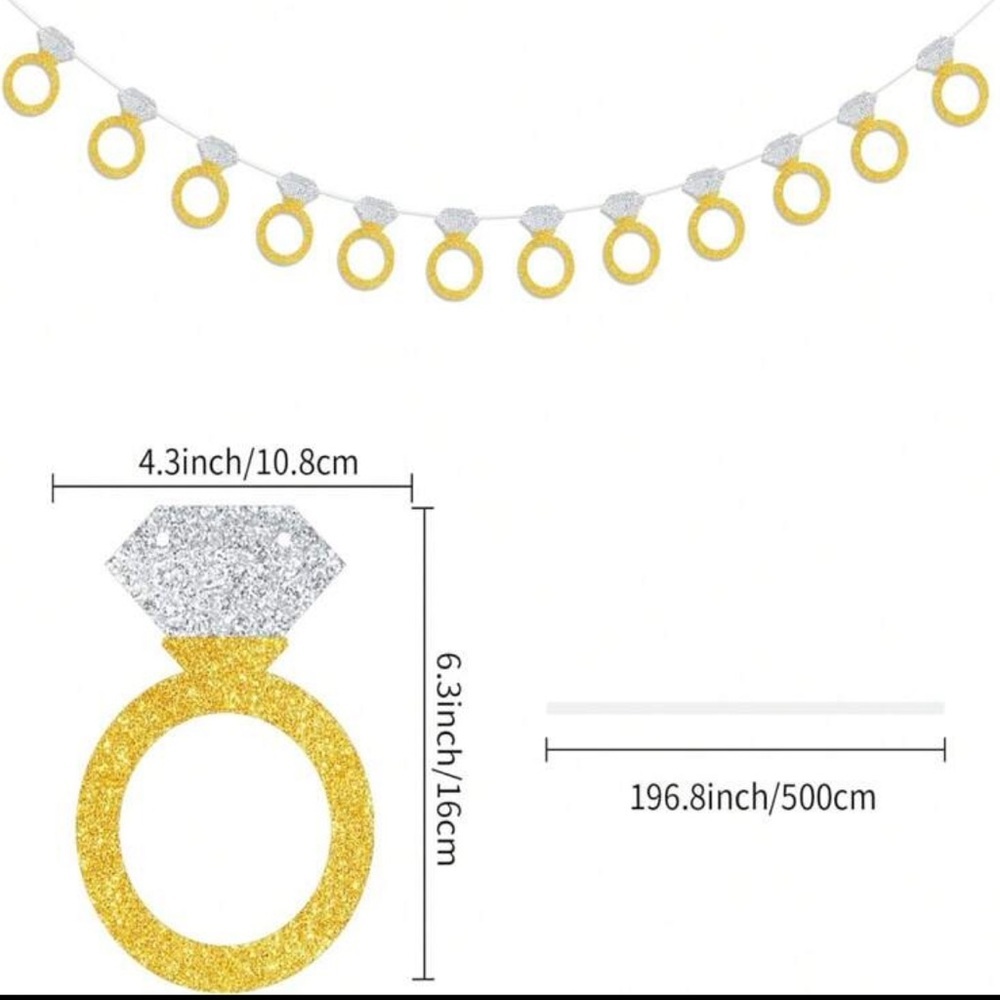 Bridal Gold and Silver Ring Garland for bachelorette and showers NEW